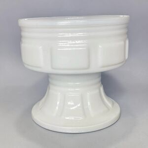 Vintage White Milk Glass Pedestal Compote Bowl Planter Candy Dish